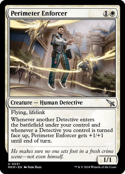 Perimeter Enforcer trading card from Murders at Karlov Manor Perimeter Enforcer - Murders at Karlov Manor Magic: The Gathering trading card