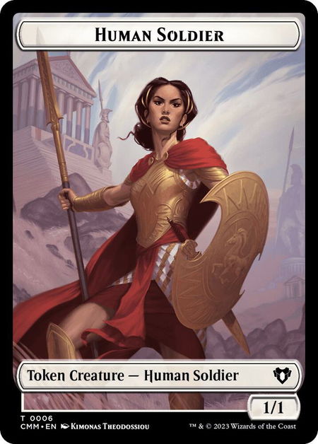 Human Soldier // Elemental (0025) Double-Sided Token - Commander Masters Magic: The Gathering trading card