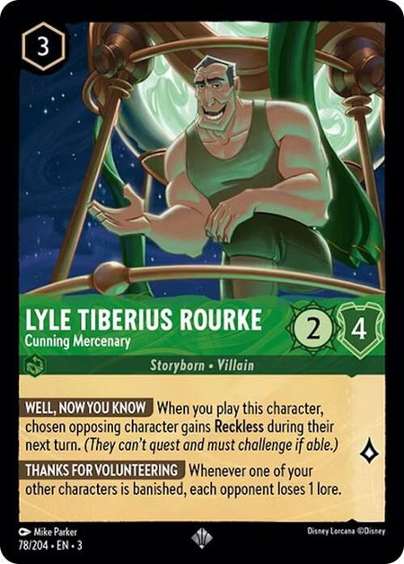 Lyle Tiberius Rourke - Cunning Mercenary - Into the Inklands Disney Lorcana trading card