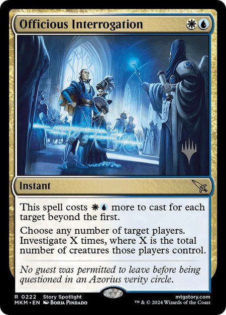 Officious Interrogation - Promo Pack: Murders at Karlov Manor Magic: The Gathering trading card