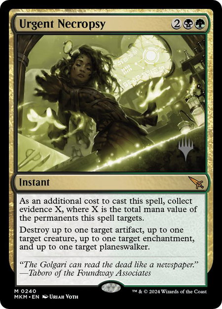 Urgent Necropsy - Promo Pack: Murders at Karlov Manor Magic: The Gathering trading card