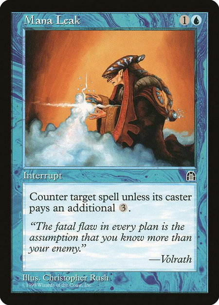 Mana Leak trading card from Stronghold Mana Leak - Stronghold Magic: The Gathering trading card