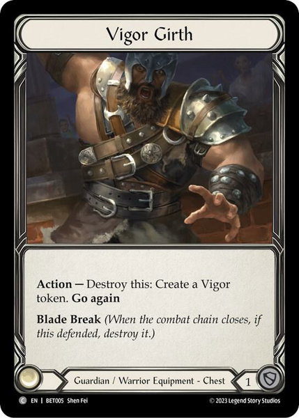 Vigor Girth trading card from Blitz Deck: Heavy Hitters - Betsy Vigor Girth - Blitz Deck: Heavy Hitters - Betsy Flesh and Blood trading card