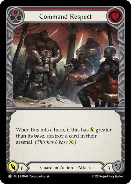 Command Respect (Red) trading card from Blitz Deck: Heavy Hitters - Betsy Command Respect (Red) - Blitz Deck: Heavy Hitters - Betsy Flesh and Blood trading card