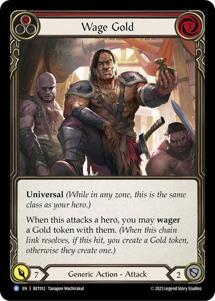 Wage Gold (Red) trading card from Blitz Deck: Heavy Hitters - Betsy Wage Gold (Red) - Blitz Deck: Heavy Hitters - Betsy Flesh and Blood trading card