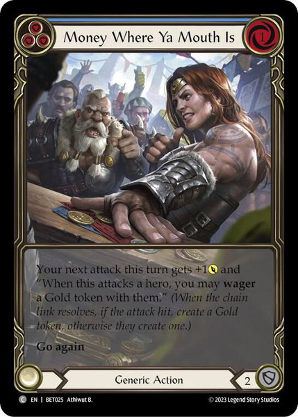 Money Where Ya Mouth Is (Blue) - Blitz Deck: Heavy Hitters - Betsy Flesh and Blood trading card