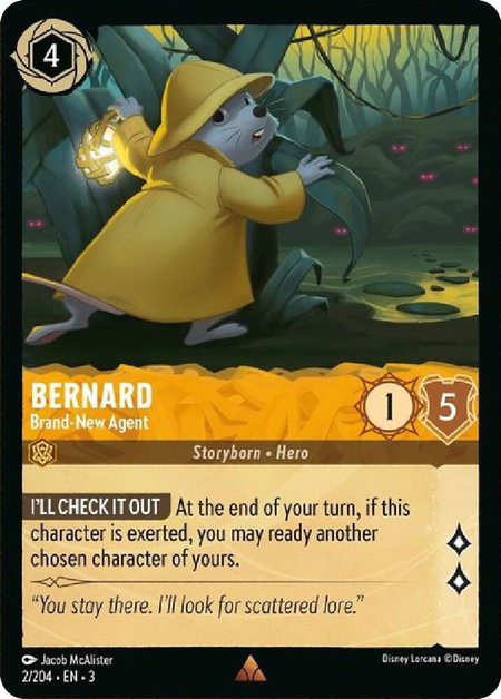 Bernard - Brand-New Agent - Into the Inklands Disney Lorcana trading card