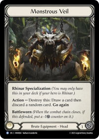 Monstrous Veil - Blitz Deck: Heavy Hitters - Rhinar  #RNR004 - Rare Flesh and Blood Trading Card