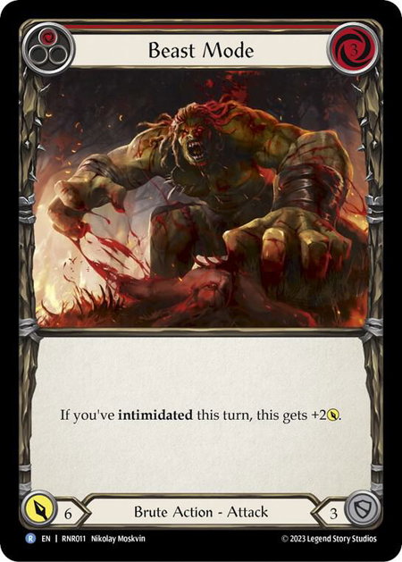 Beast Mode (Red) trading card from Blitz Deck: Heavy Hitters - Rhinar Beast Mode (Red) - Blitz Deck: Heavy Hitters - Rhinar Flesh and Blood trading card