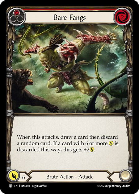 Bare Fangs (Red) trading card from Blitz Deck: Heavy Hitters - Rhinar Bare Fangs (Red) - Blitz Deck: Heavy Hitters - Rhinar Flesh and Blood trading card
