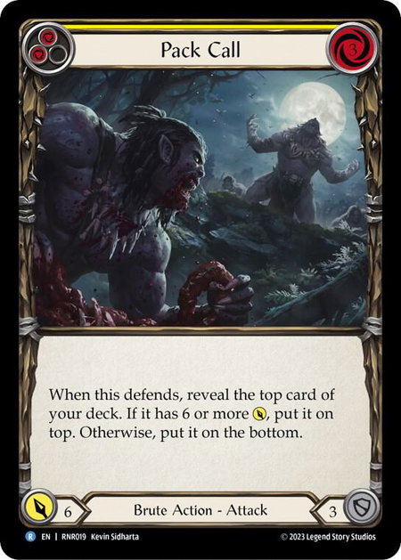 Pack Call (Yellow) trading card from Blitz Deck: Heavy Hitters - Rhinar Pack Call (Yellow) - Blitz Deck: Heavy Hitters - Rhinar Flesh and Blood trading card