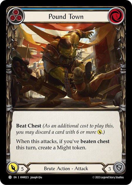 Pound Town (Blue) trading card from Blitz Deck: Heavy Hitters - Rhinar Pound Town (Blue) - Blitz Deck: Heavy Hitters - Rhinar Flesh and Blood trading card