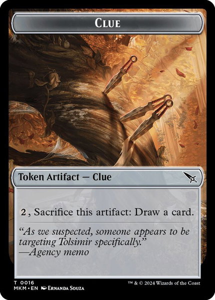 Clue (0016) // A 0043 Double-Sided Token trading card from Murders at Karlov Manor Clue (0016) // A 0043 Double-Sided Token - Murders at Karlov Manor Magic: The Gathering trading card