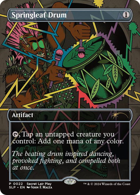 Springleaf Drum trading card from Secret Lair Showdown Springleaf Drum - Secret Lair Showdown Magic: The Gathering trading card