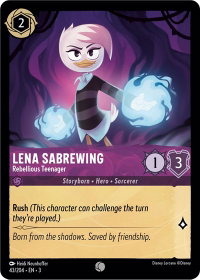 Lena Sabrewing - Rebellious Teenager - Into the Inklands (3) #43/204 - Common Disney Lorcana Trading Card