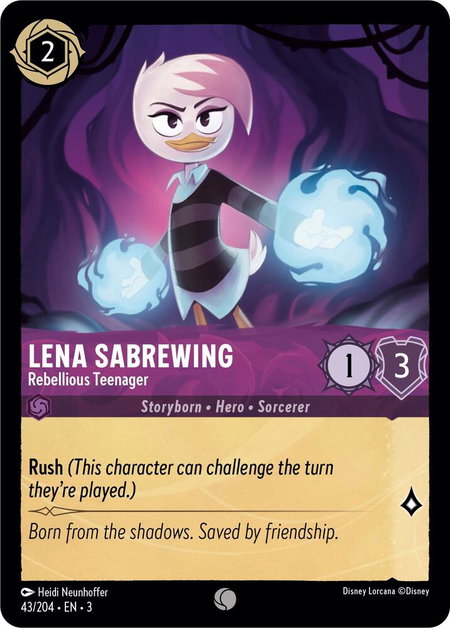 Lena Sabrewing - Rebellious Teenager - Into the Inklands Disney Lorcana trading card