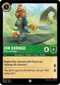 Don Karnage - Prince of Pirates - Into the Inklands (3) #71/204 - Common Disney Lorcana Trading Card