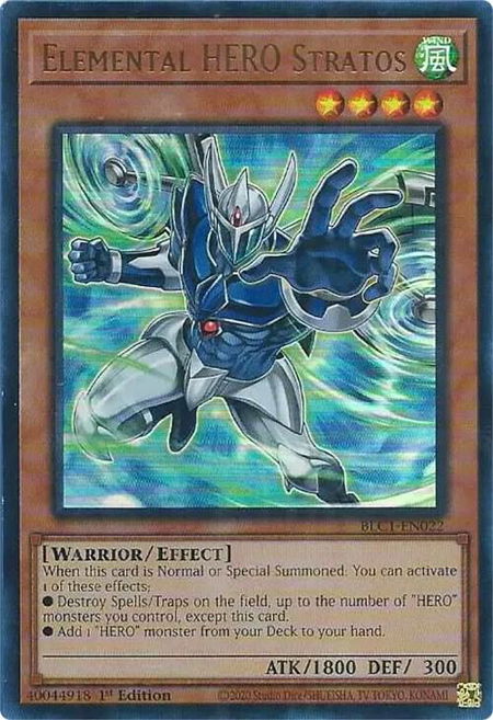 Elemental HERO Stratos (Alternate Art) - Battles of Legend: Chapter 1 YuGiOh trading card