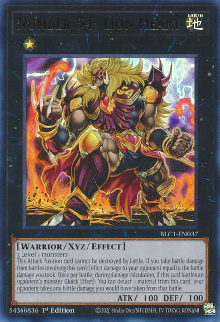 Number 54: Lion Heart - Battles of Legend: Chapter 1 YuGiOh trading card