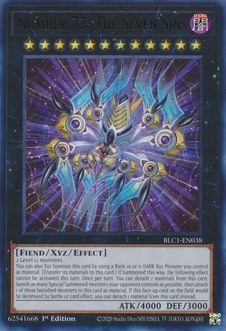 Number 77: The Seven Sins - Battles of Legend: Chapter 1 YuGiOh trading card