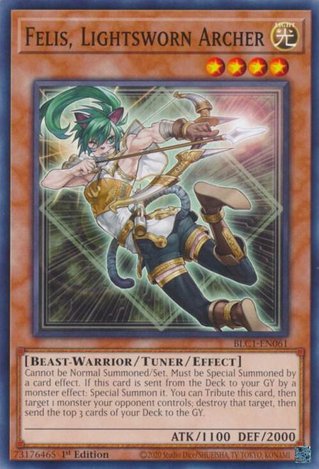 Felis, Lightsworn Archer - Battles of Legend: Chapter 1 YuGiOh trading card