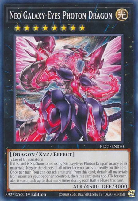Neo Galaxy-Eyes Photon Dragon trading card from Battles of Legend: Chapter 1 Neo Galaxy-Eyes Photon Dragon - Battles of Legend: Chapter 1 YuGiOh trading card