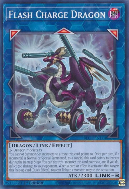 Flash Charge Dragon trading card from Battles of Legend: Chapter 1 Flash Charge Dragon - Battles of Legend: Chapter 1 YuGiOh trading card
