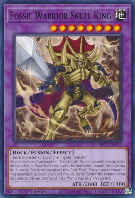 Fossil Warrior Skull King trading card from Battles of Legend: Chapter 1 Fossil Warrior Skull King - Battles of Legend: Chapter 1 YuGiOh trading card