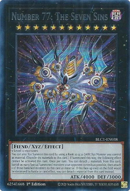Number 77: The Seven Sins (Silver) - Battles of Legend: Chapter 1 YuGiOh trading card