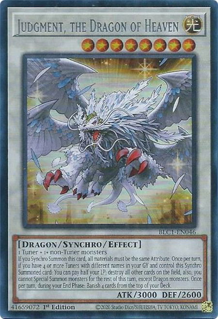 Judgment, the Dragon of Heaven (Silver) - Battles of Legend: Chapter 1 YuGiOh trading card