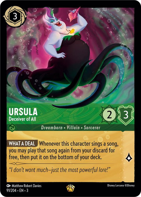 Ursula - Deceiver of All - Into the Inklands Disney Lorcana trading card