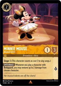 Minnie Mouse - Musical Artist - Into the Inklands (3) #9/204 - Rare Disney Lorcana Trading Card