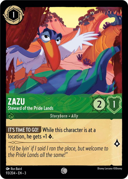 Zazu - Steward of the Pride Lands - Into the Inklands Disney Lorcana trading card