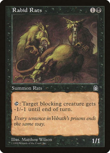 Rabid Rats trading card from Stronghold Rabid Rats - Stronghold Magic: The Gathering trading card