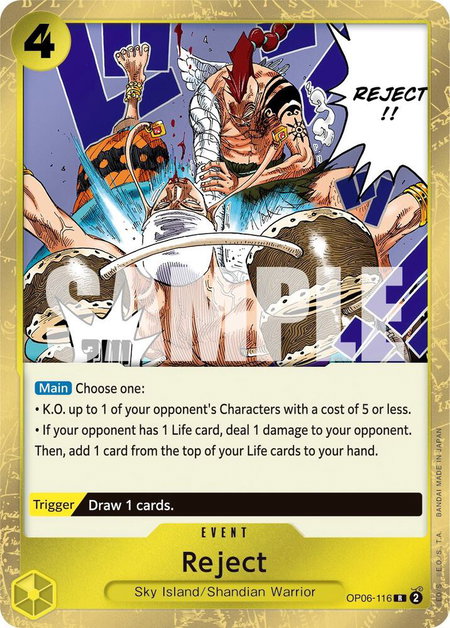 Reject trading card from Wings of the Captain Reject - Wings of the Captain One Piece trading card