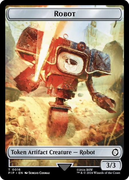 Robot // Treasure (0019) Double-Sided Token - Universes Beyond: Fallout Magic: The Gathering trading card