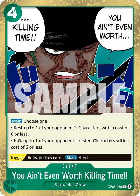 You Ain't Even Worth Killing Time!! trading card from Wings of the Captain You Ain't Even Worth Killing Time!! - Wings of the Captain One Piece trading card
