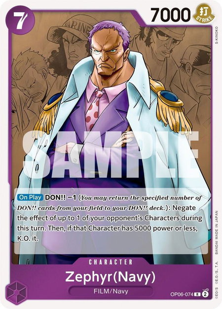 Zephyr (Navy) - Wings of the Captain One Piece trading card