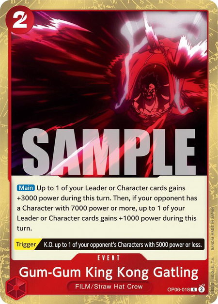 Gum-Gum King Kong Gatling trading card from Wings of the Captain Gum-Gum King Kong Gatling - Wings of the Captain One Piece trading card
