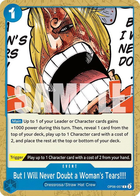 But I Will Never Doubt a Woman's Tears!!!! trading card from Wings of the Captain But I Will Never Doubt a Woman's Tears!!!! - Wings of the Captain One Piece trading card