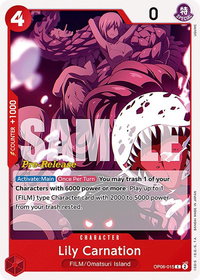 Lily Carnation - Wings of the Captain Pre-Release Cards (OP06 PRE) #OP06-015 - Common One Piece Trading Card