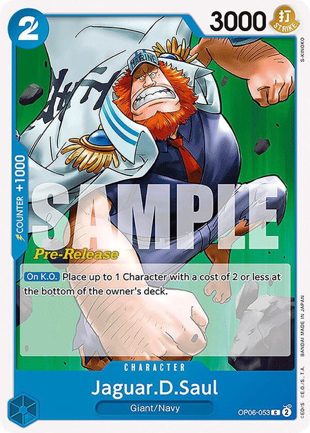 Jaguar.D.Saul trading card from Wings of the Captain Pre-Release Cards Jaguar.D.Saul - Wings of the Captain Pre-Release Cards One Piece trading card