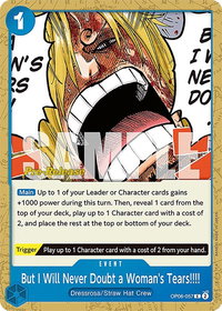 But I Will Never Doubt a Woman's Tears!!!! - Wings of the Captain Pre-Release Cards (OP06 PRE) #OP06-057 - Common One Piece Trading Card