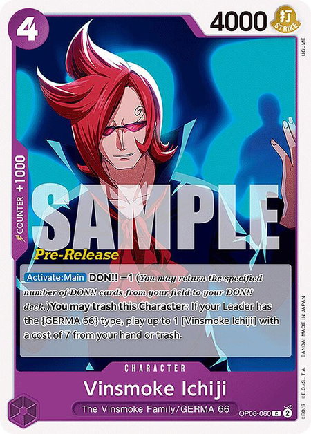 Vinsmoke Ichiji (060) - Wings of the Captain Pre-Release Cards One Piece trading card
