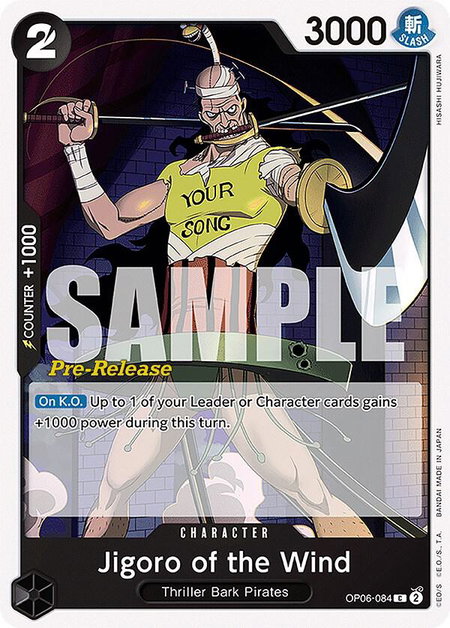 Jigoro of the Wind trading card from Wings of the Captain Pre-Release Cards Jigoro of the Wind - Wings of the Captain Pre-Release Cards One Piece trading card