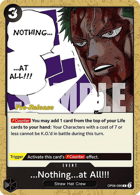 ...Nothing...at All!!! trading card from Wings of the Captain Pre-Release Cards ...Nothing...at All!!! - Wings of the Captain Pre-Release Cards One Piece trading card