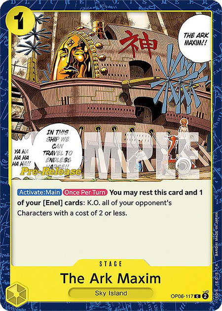 The Ark Maxim trading card from Wings of the Captain Pre-Release Cards The Ark Maxim - Wings of the Captain Pre-Release Cards One Piece trading card