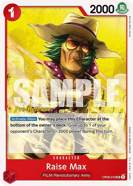 Raise Max trading card from Wings of the Captain Pre-Release Cards Raise Max - Wings of the Captain Pre-Release Cards One Piece trading card
