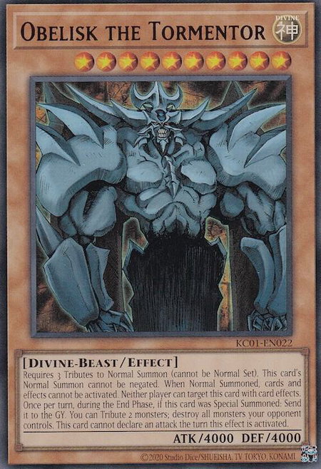 Obelisk the Tormentor trading card from 25th Anniversary Ultimate Kaiba Set Obelisk the Tormentor - 25th Anniversary Ultimate Kaiba Set YuGiOh trading card