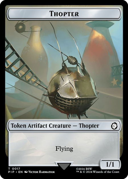 Thopter // Junk Double-Sided Token trading card from Universes Beyond: Fallout Thopter // Junk Double-Sided Token - Universes Beyond: Fallout Magic: The Gathering trading card